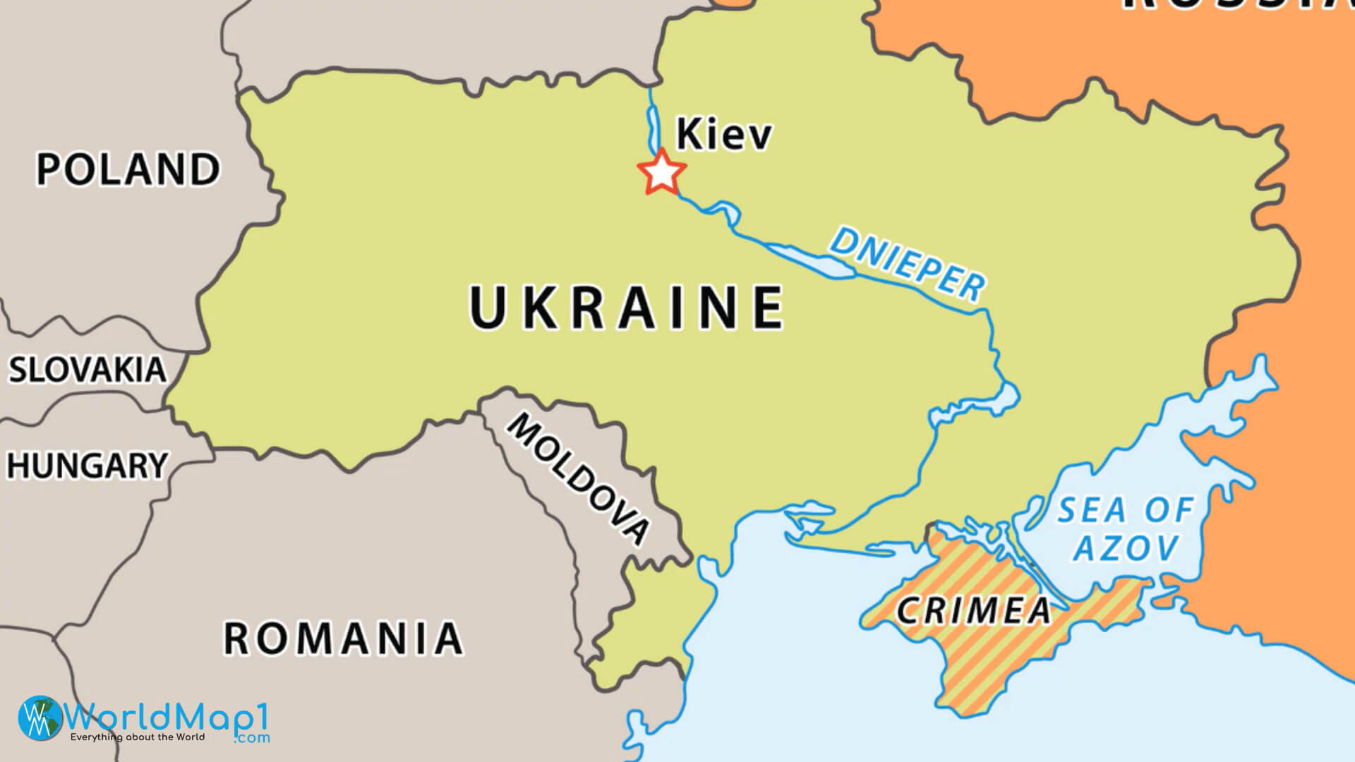 Kiev ve Dinyeper Haritası